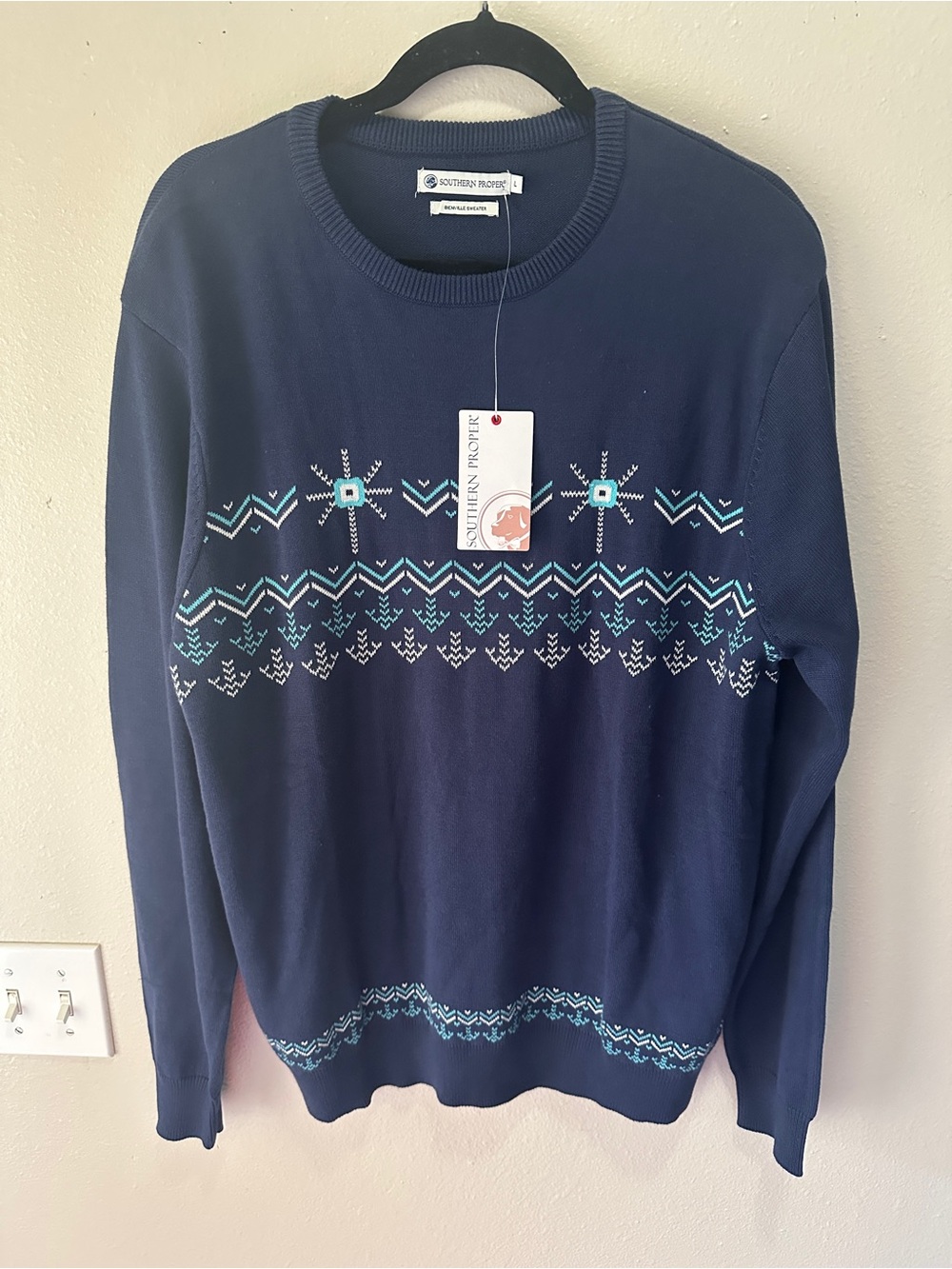 Southern Proper Men’s Navy Fair Isle Crewneck Sweater